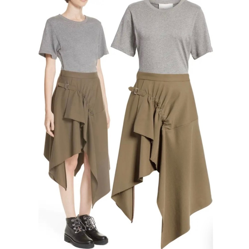 3.1 Phillip Lim Gray and Tan Midi Dress